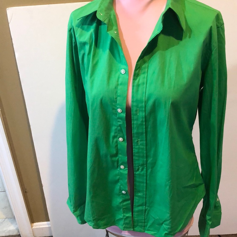 Ralph Lauren Green Cotton Button Down Blouse